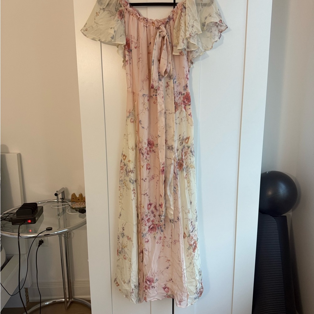 LoveShackFancy NWT Floral Off-Shoulder Maxi Dress